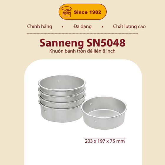 Sanneng SN5048 - Khuôn bánh tròn đế liền 8 inch Emboss